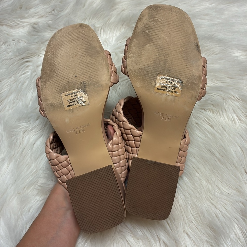 Steve Madden Daphnee Braided Light Tan / Nude Block Heel Sandals - Picture 14 of 16